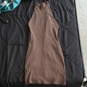 Elegant Brown Sleeveless Dress